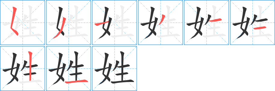 姓的筆順筆畫